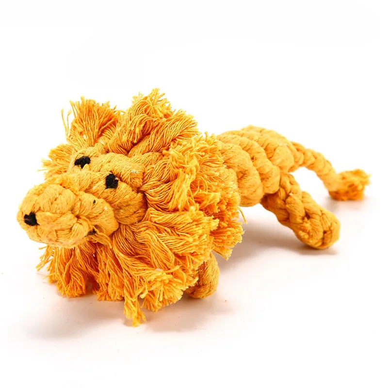 Dog Cotton Toy Ropes Bite Chew Pet Toys Handmade Lion Shape Durable Braided Rope For Dog Pet Tooth Cleaning And Molar TY0041