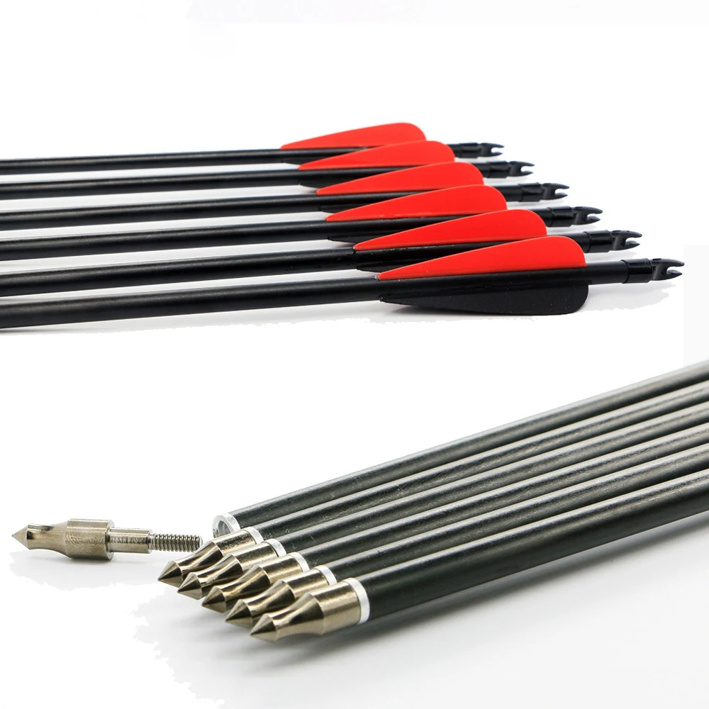 12pcs 31inch Spine 500 Fiberglass Hunting Arrows Archery Replaceable