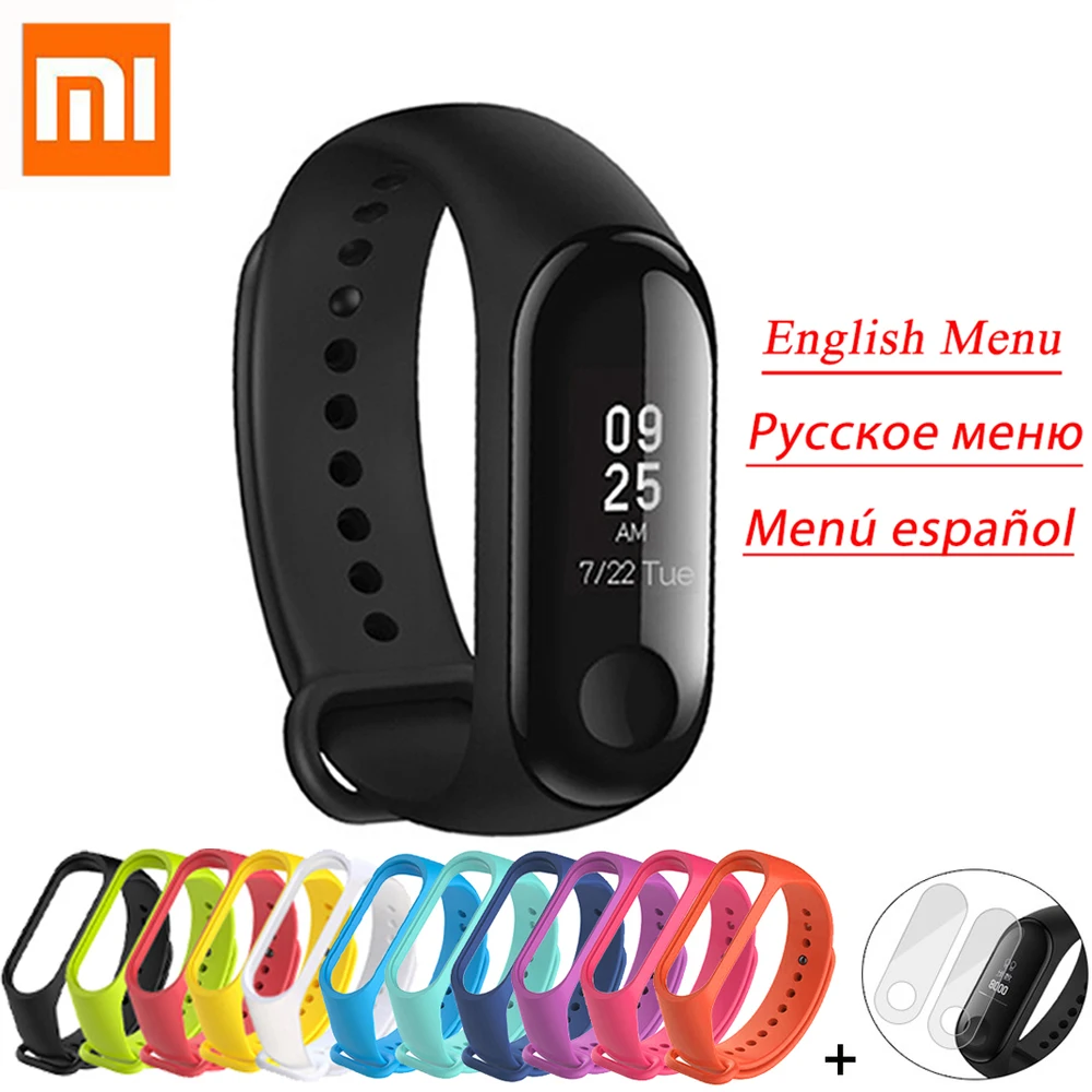 

Original Xiaomi Mi Band 3 Miband 3 Instant Message CallerID Waterproof Smart Tracker band OLED TouchScreen Forecast Mi Band 2 Up