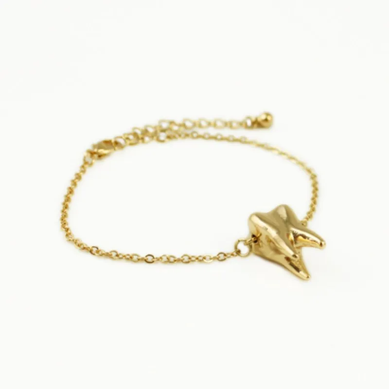 

Fashion Accessories Punk Style Link Chain Tooth Bracelet Creative Design Gold Color Short Thin Chain Bracelet for Women Jewelry