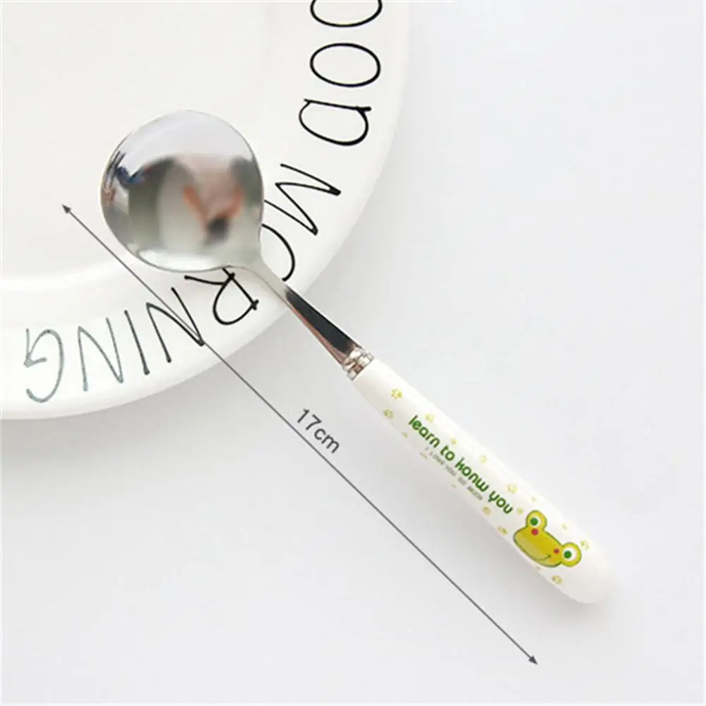 Stainless Steel Spoon Fork Cartoon Animal Printing Fruit Fork Party Cake Salad Vegetable Forks Children Dinnerware Cutlery - Цвет: 17cm