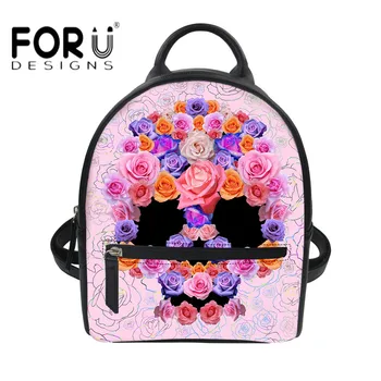 

FORUDESIGNS High Quality Women Small Backpack Fashion PU Leather 3D Vintage Skull Mini Shoulder Travel Bags for Girls School Bag