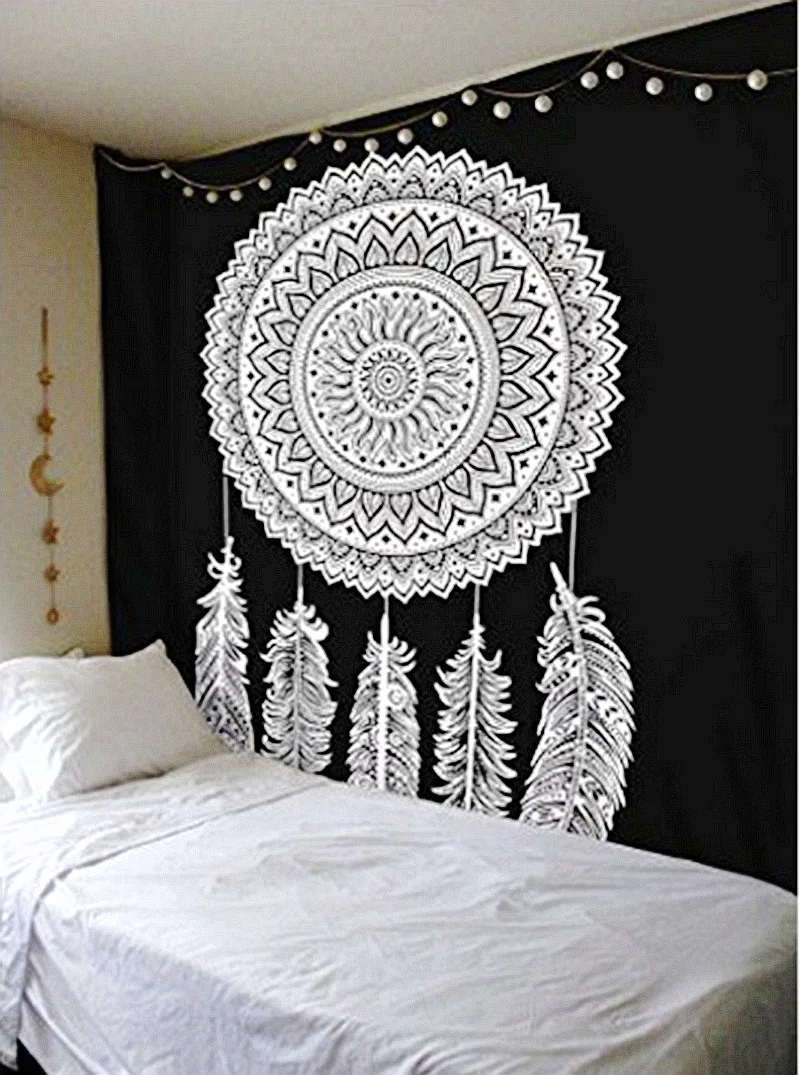 Bohemian Mandala Floral Medallion Hippie Wall Tapestries Indoor Decorative Cloth Wall Hanging Decor for Bedroom Small Wall Tapestry 130*150cm 