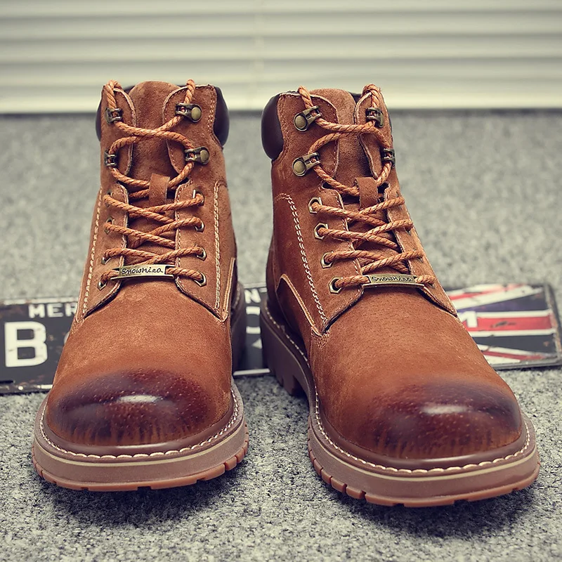 

Martin boots men's autumn shoes desert men's boots middle help tooling snow boots Genuine Leather mens shoes