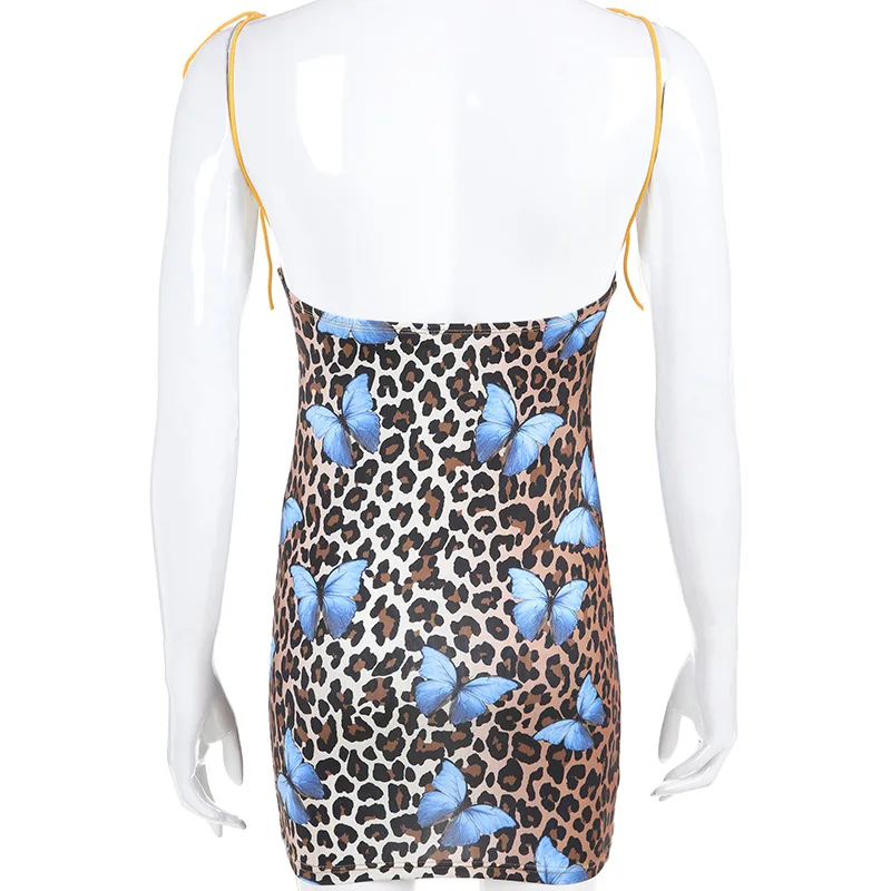 NORMOV леопардовая Повседневная посылка, женская юбка,, модная сексуальная короткая юбка на бретельках, мини-юбка с принтом бабочки