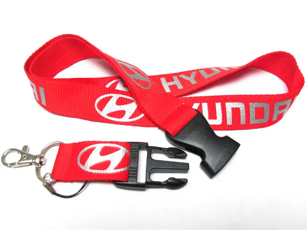 Мужской черный и красный Автомобильный логотип, ремешок для ключей, держатель для ID значка, автомобильные ремешки на шею для мобильного телефона для hyundai - Цвет: Красный