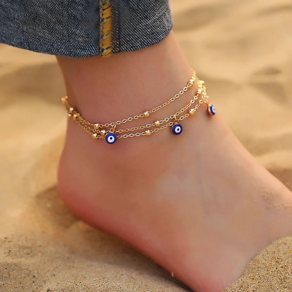 Bohemian Anklet Bracelets For Women Multiple Layers Barefoot Sandals