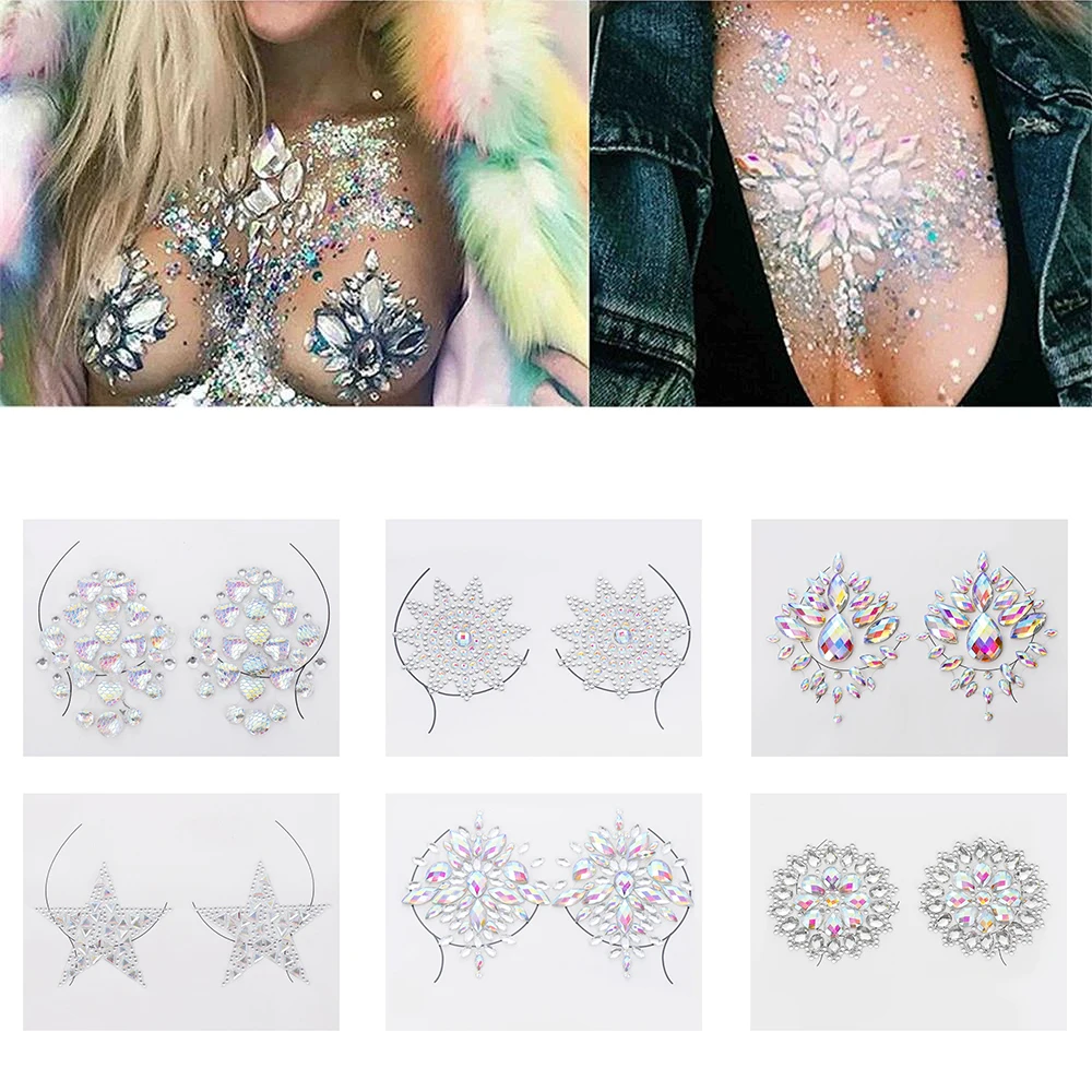 

2019 Hot Sale 1 Sheet Adhesive Jewel Sticker Sticky Face Crystal Gems Festival Party Makeup Chest Tattoos Stickers Body Make Up