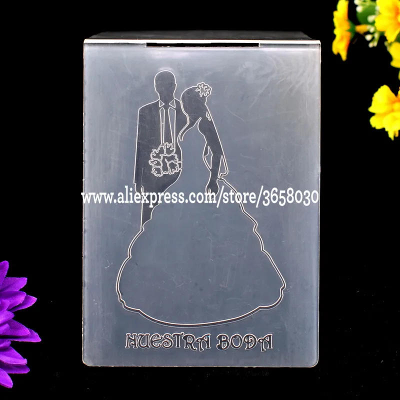 

Spanish NUESTRA BODA Our Wedding Plastic Embossing Folder For Scrapbook DIY Album Card Tool Plastic Template 10.6x14.5cm 8070810