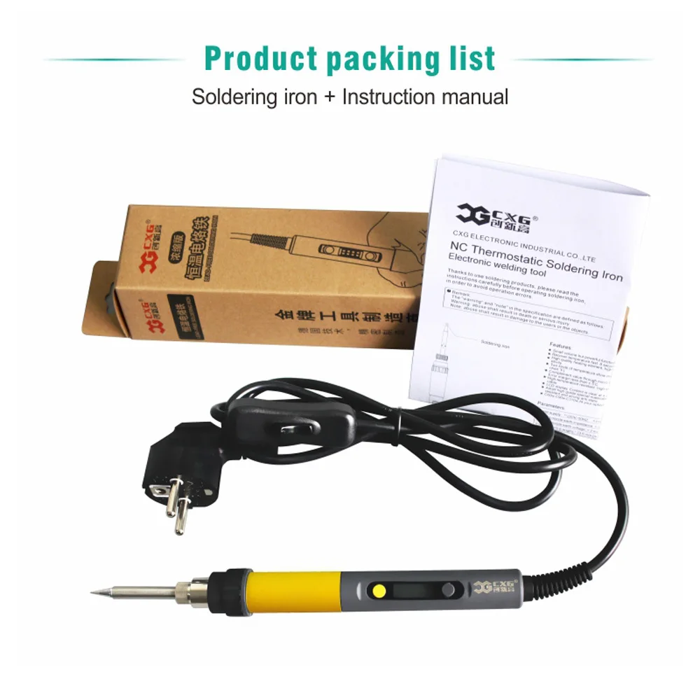 CXG C110W 220 В подсветка Регулируемая температура Электрический паяльник ЖК дисплей цифровой дисплей Сварка паяльной станции ЕС Plug