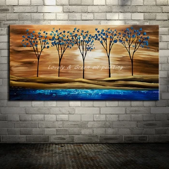 

Hand Painted Trees Landscape Oil Painting On Canvas Modern Abstract Wall Art Picture For Living Room Home Decor No Frame Gift