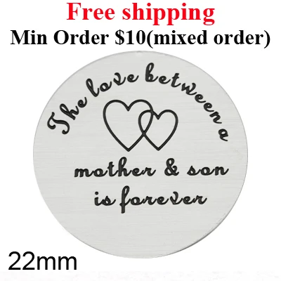 Free shipping NEW ARRIVAL 22mm Stainless Steel floating plates the love between a mother & son is forever for Lockets 30mm | Украшения и