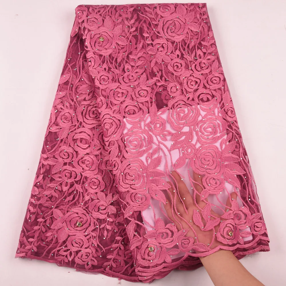

Latest High Quality African Lace Fabrics 2019 French Milk Silk Lace Fabric Embroidered Tulle Mesh Lace For Wedding Dress 1629