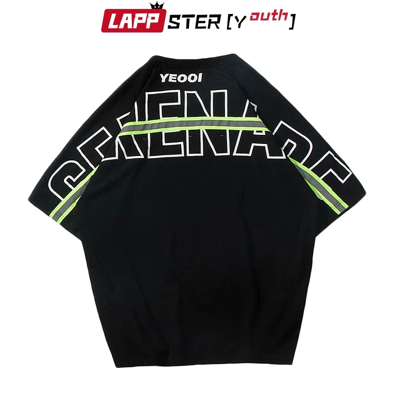 

LAPPSTER Reflective Streetwear Hip Hop Tshirts Summer 2019 Mens Korean Fashions Oversized T Shirt Male Harajuku T-shirts Tees