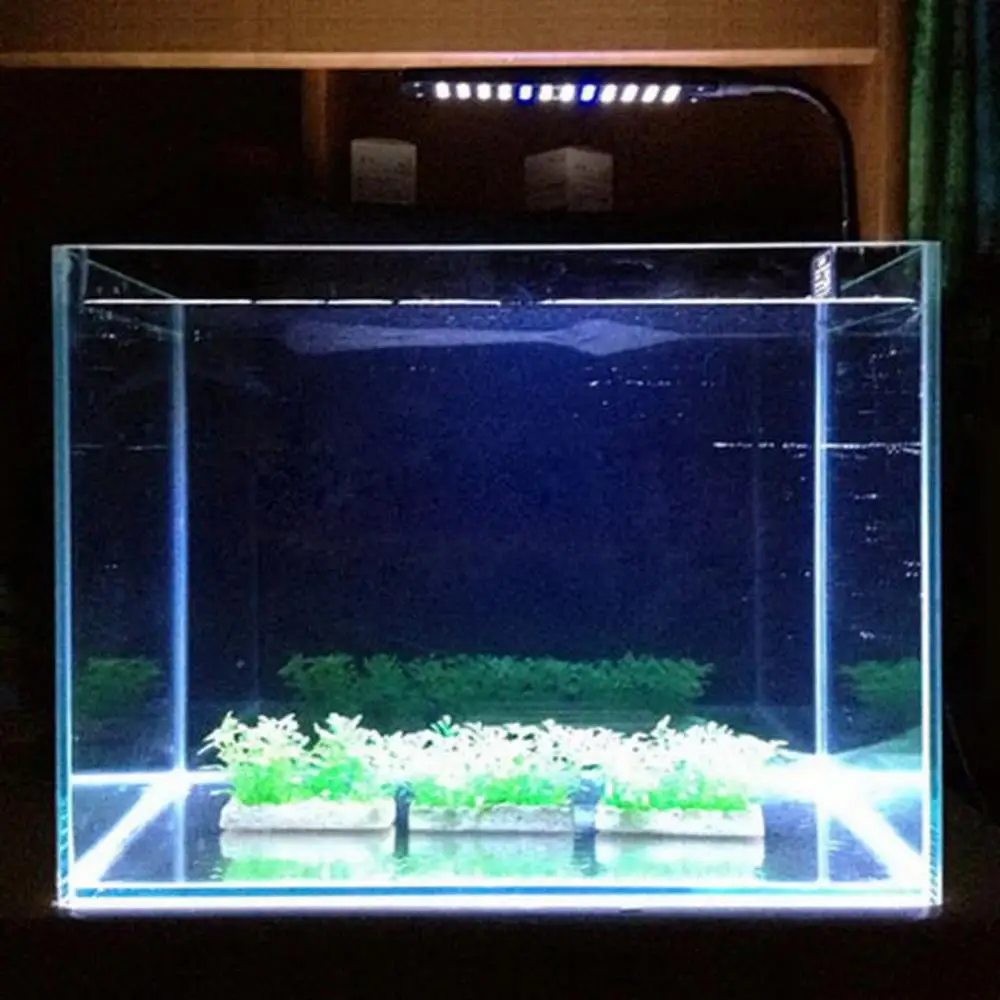 

48 LED DC 15V 3W 2 Mode Plastic Aquarium Fish Plant Grow Clip-on White &Blue Light Bulb Lamp Adjustable Arm Energy Saving