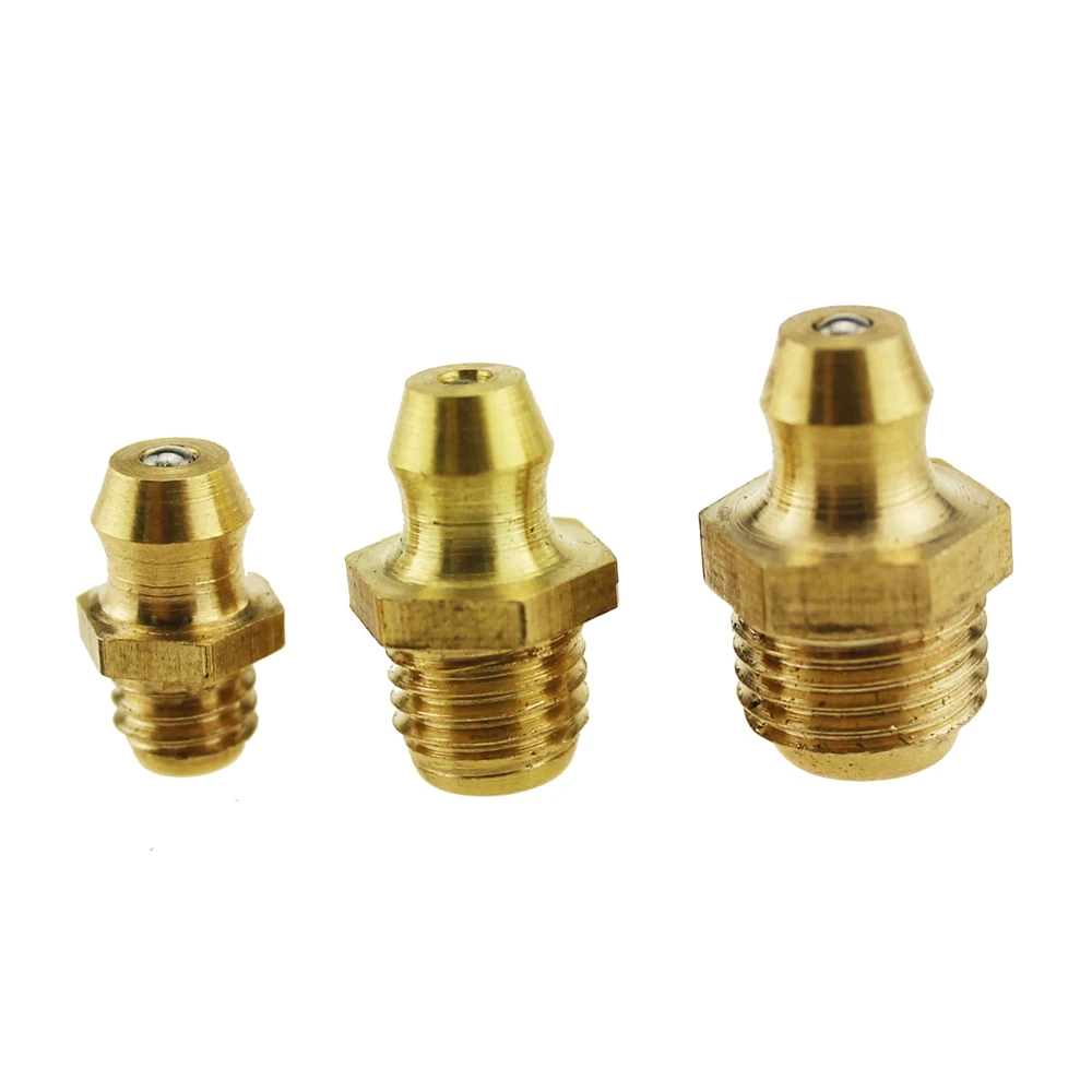 10Pcs M6 M8 M10 Male Thread Brass zerk Straight Grease Nipples Fittings