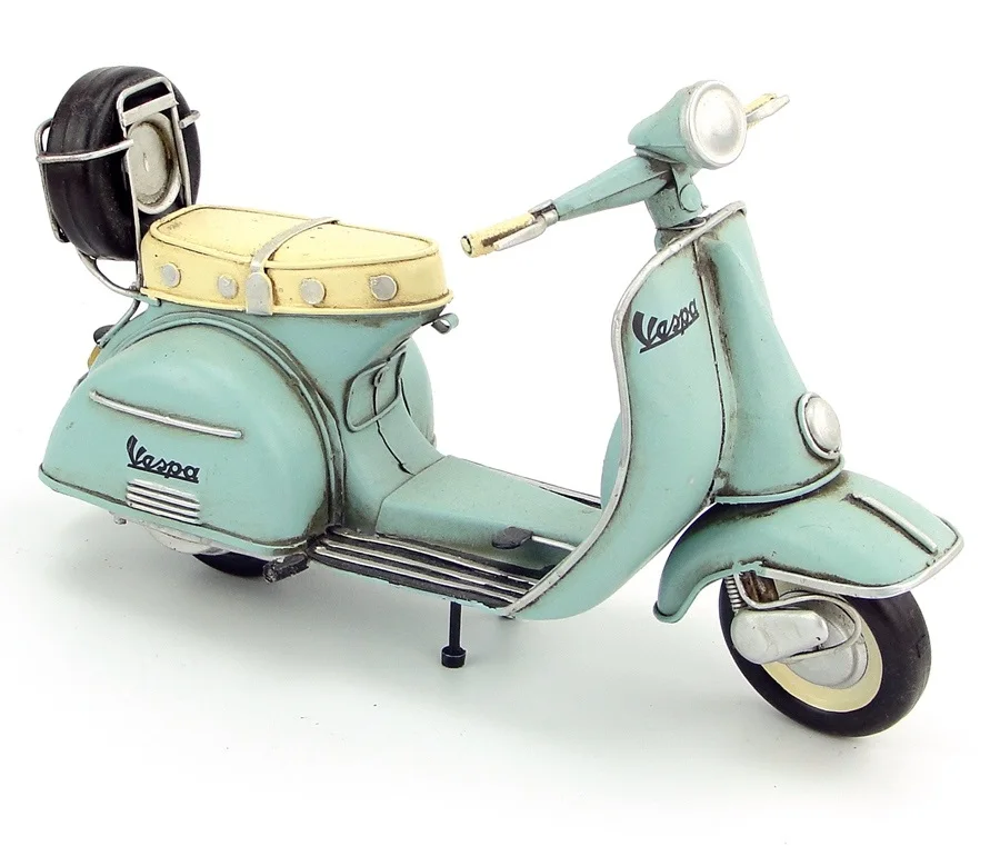 Абсолютно новая модель мотоцикла ручной работы 1965 VESPA металлический мотоцикл артефакт модель игрушки для коллекции подарок украшение - Цвет: Синий