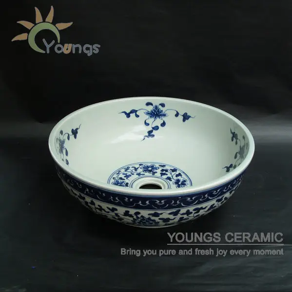 Jingdezhen hand painted porcelain blue and white basin sink in the