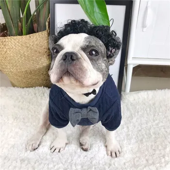 

New Autumn/winter Wool Dog Sweaters Simple Bowknot Knitting Sweater for Small and Medium Dog Pet Clothes(color:blue)