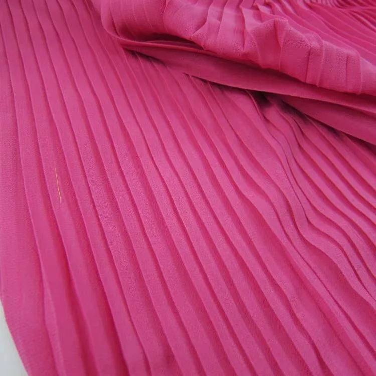 

hot pink chiffon accordion pleated fabric for pleated dress, accordion pleats fabric by the yard