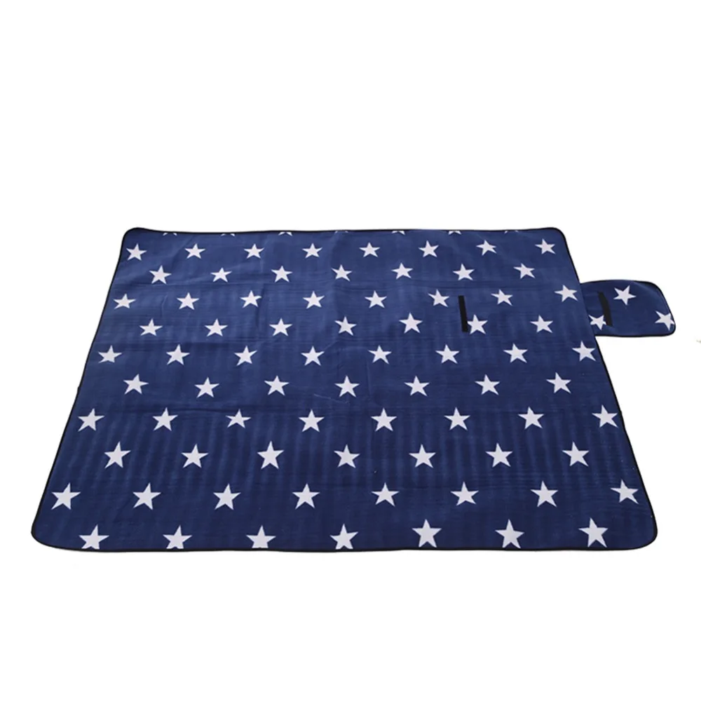 

Sew Crane Multi-functional Picnic Blanket Outdoor Camping Rug Beach Mat Travel Play Mat, Navy Blue with White Stars