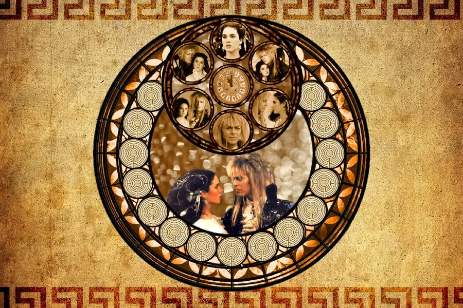 

david bowie labyrinth stained glass movies poster Print Silk Fabric art Wall Decor 12x18 in Custom Print