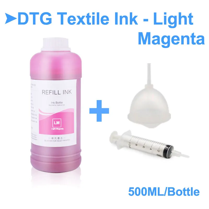 Чернила DTG текстильные чернила для Epson L1800 R1900 R2000 R3000 4800 4880 цифровые чернила для DTG принтера текстильные чернила на пигментной основе для Epson - Цвет: Light Magenta-500ml