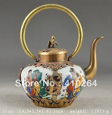 

Shipping ese Porcelain Old Handwork Painting Belle Armoured Exorcism Tea Pot Collecta