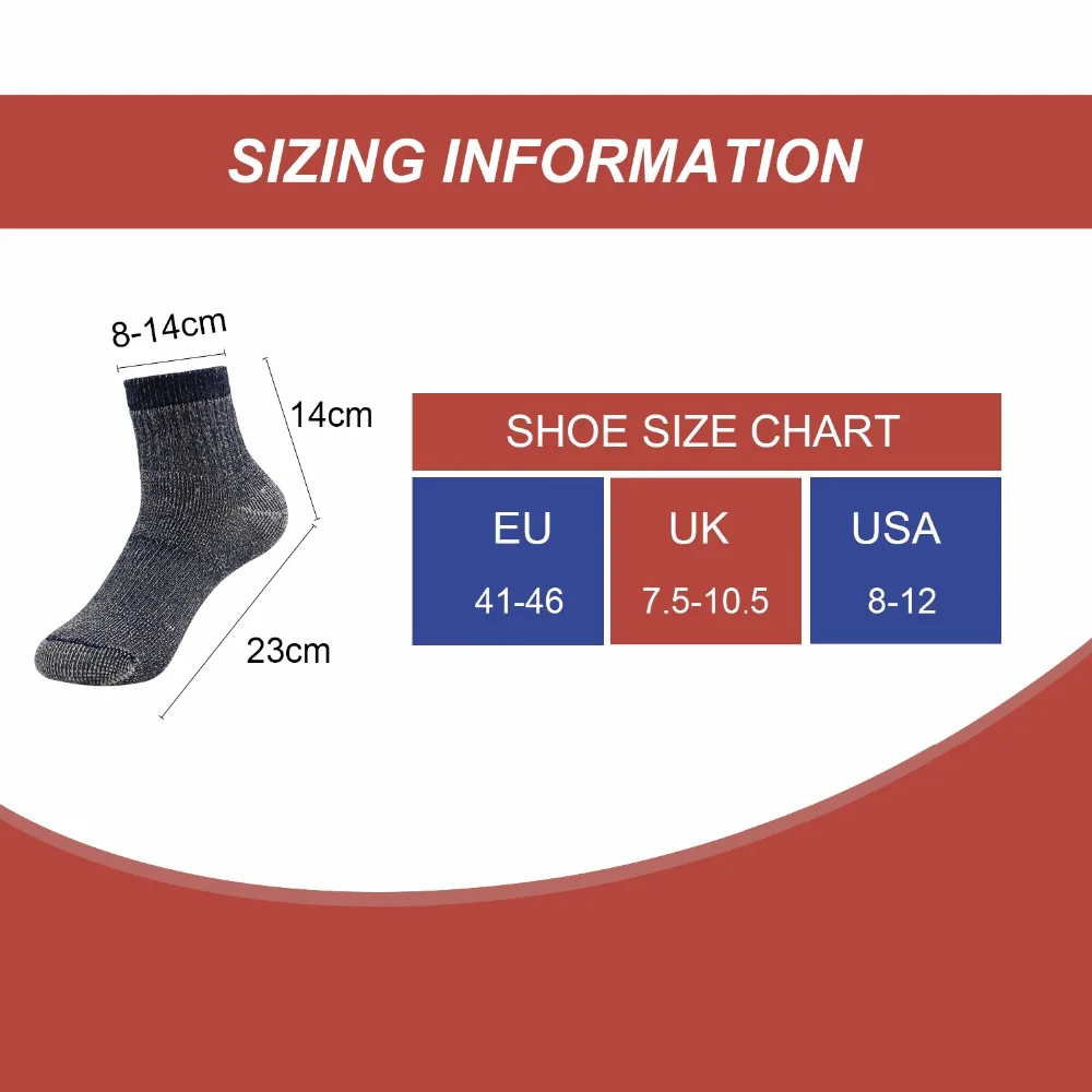Vihir Mixed Color Merino Wool Winter Ankle Outdoor Sports Socks for Skiing Hiking Cycling Camping socks