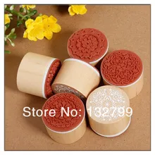 6x Ассорти деревянный резиновый штамп круглой формы почерк Цветочная композиция набор