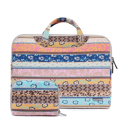 Laptop Bag For Macbook Air 11 Pro Retina 11 12 13 Case Floral PU Portable Handbag 14 Storage bag Vintage Pattern Woman Coque - Цвет: canva fuguwen fenlan