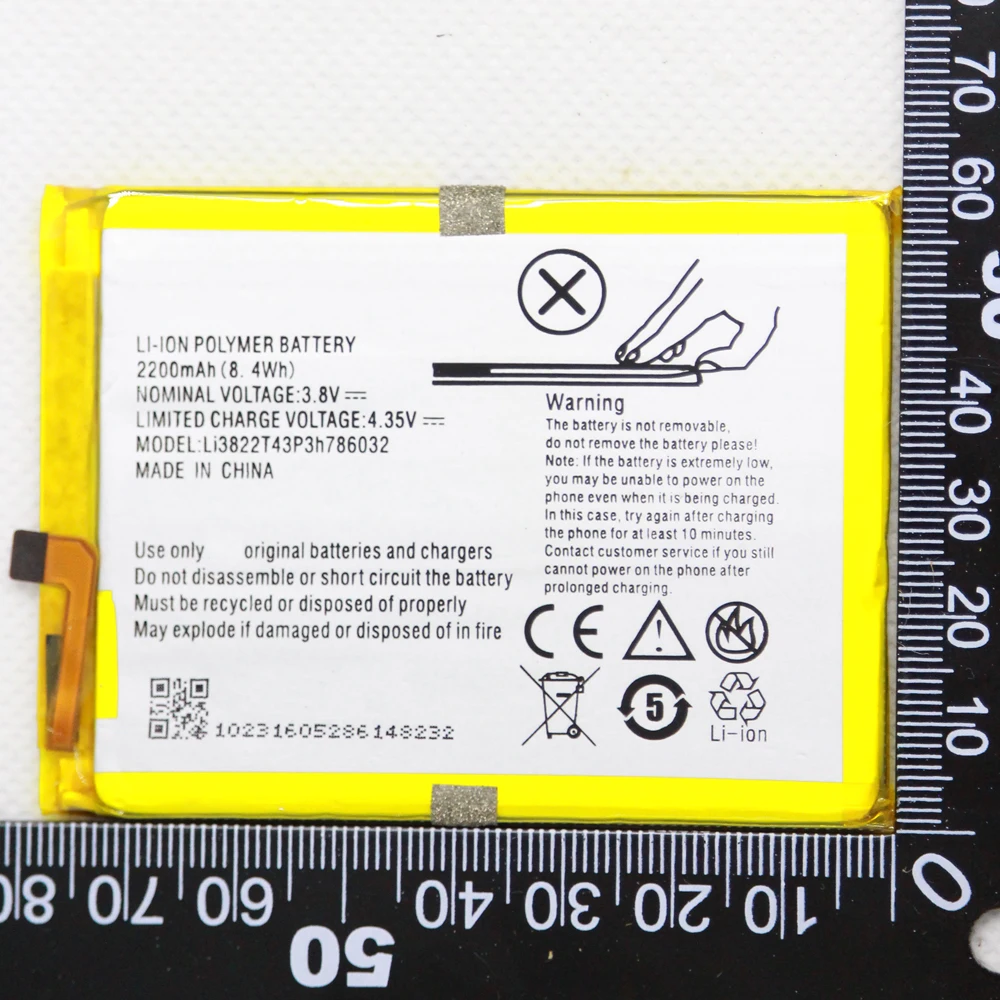 

With Tools 2200mAh Li3822T43P3h786032 Battery For ZTE Blade X7 D6 V6 Z7 T660 T663 Rechargeable Li-ion Mobile Phone Battery