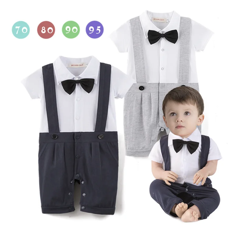 Детские комбинезоны для мальчиков Детский комбинезон, детская одежда комплект бант для новорожденного галстуком-бабочкой для малышей День рождения костюм