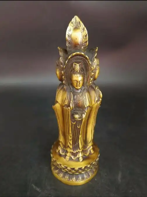

Chinese Buddhist handmade copper statue four sides Avalokiteshvara