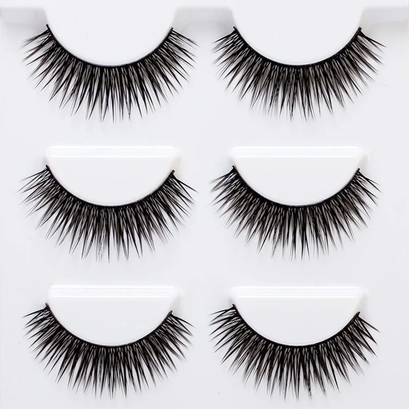 

3 Pairs False Eyelashes Set Natural Cross Long Thick Reusable Eye Lashes Extension Makeup Tools JIU55