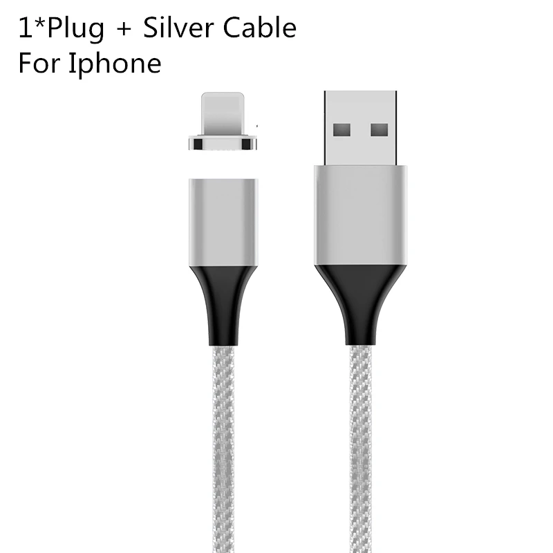 Магнитный кабель KingFriend Micro usb type C для iPhone Lighting Cable 1M 2M 3A провод для быстрого заряда Магнитный кабель type C для Xiaomi - Цвет: Silver USB for IOS