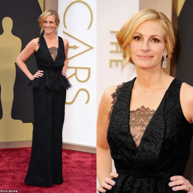 2020 Oscars Armel Gerade Abendkleid Julia Roberts Satin Spitze
