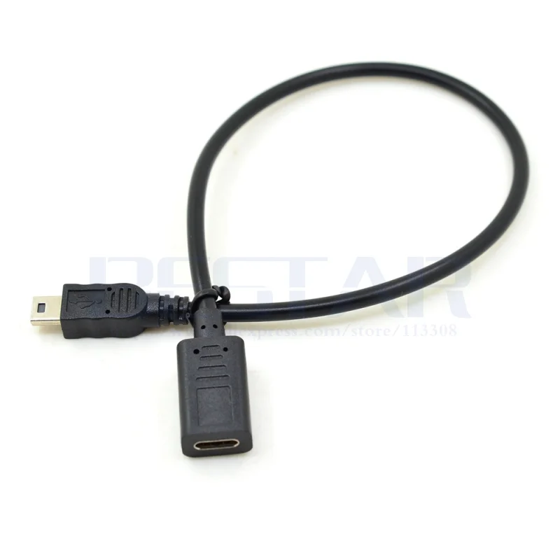 25 см usb type-c к мини-usb кабель 2,0 5pin мини-b штекер к USB 3,1 USB-C Женский конвертер адаптер данных зарядный кабель