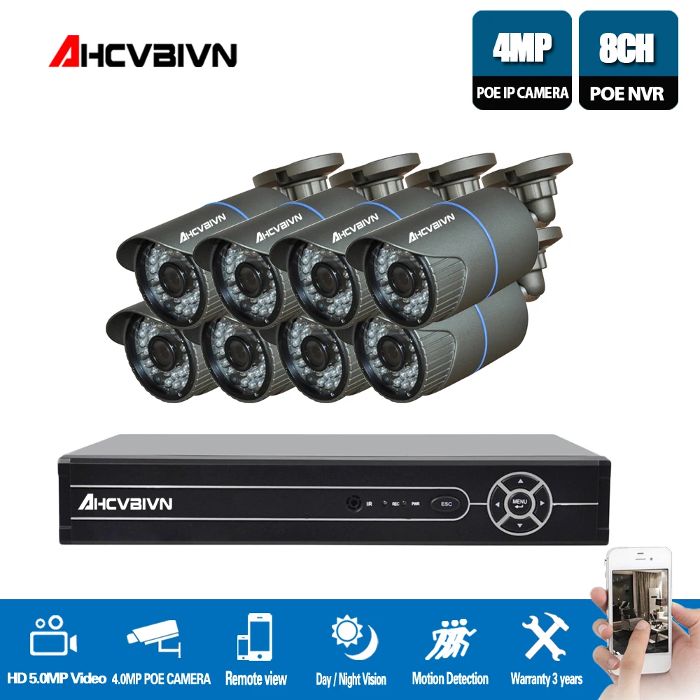 

4K HDMI POE NVR Kit 8CH 5MP 1080P CCTV Camera System 4.0MP Outdoor Security IP Camera P2P Video Surveillance System Set No HDD