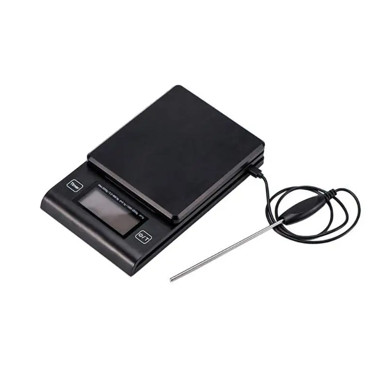 

Portable Multi-function LED Timer Electronic Digital Drip Coffee Scale with Temperature Measuring Probe High Precision Scale