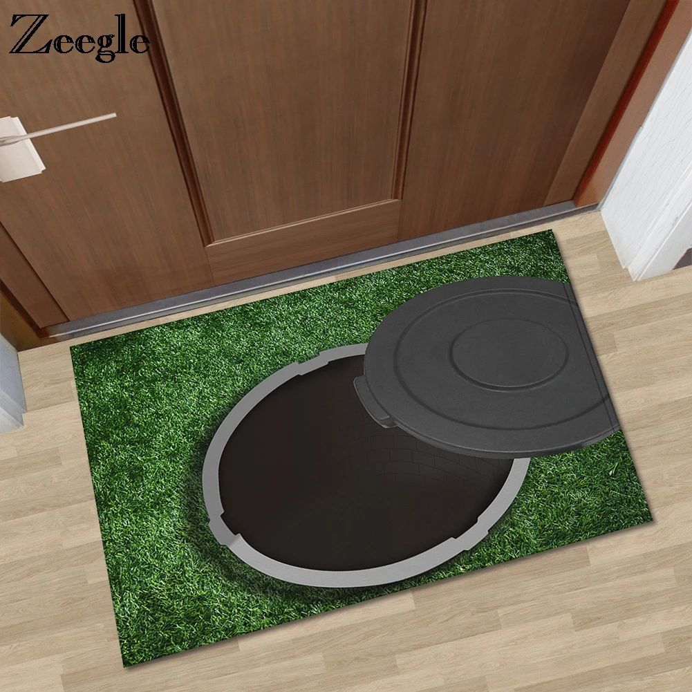 

Zeegle Funny Doormat Green Carpet for Living Room Non-slip Mats Bedroom Carpet for Children Absorbent Floor Mats WC Mat