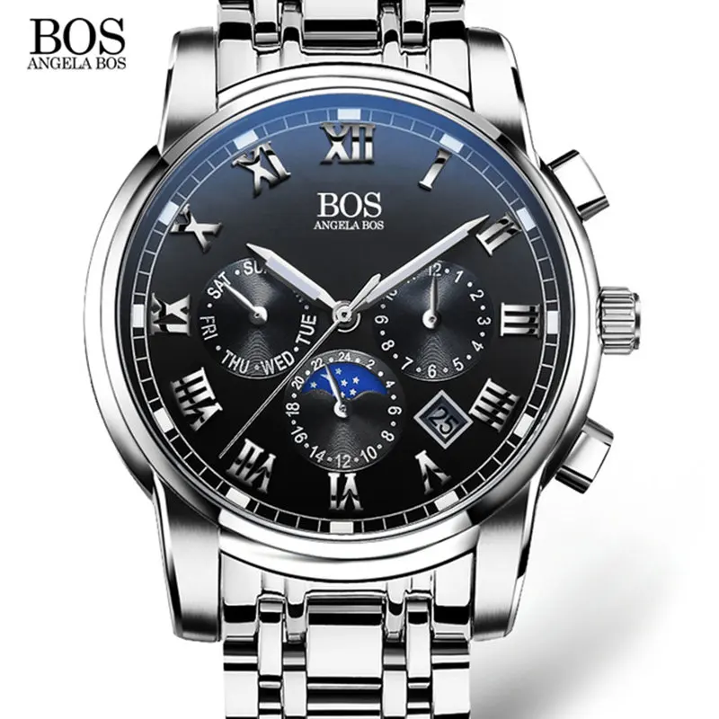 

Reloj Mujer Top Brand Luxury Men's Watches Date Week Month Sub Dial Work Waterproof Luminous Steel Men Watch Quartz Wristwatches