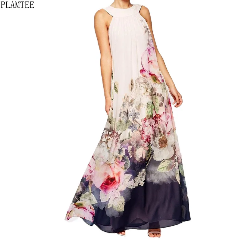 Wholesale Multicolorful Floral Printed Summer Dress Women 2017 Sleeveless Party Dresses Elegant Long Vestido De Festa Retro Zomer Jurk Buy Cheap Multicolorful Floral Printed Summer Dress Women 2017 Sleeveless Party Dresses Elegant Long Vestido De Festa Retro Zomer Jurk