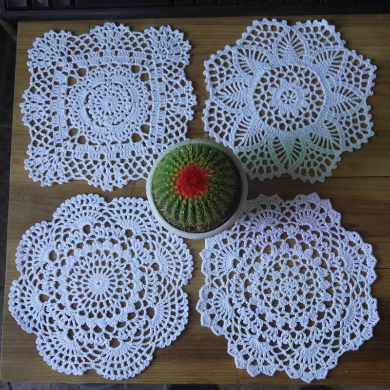 Free shipping crochet Doily table cover 20x20CM 4 Design Handmade