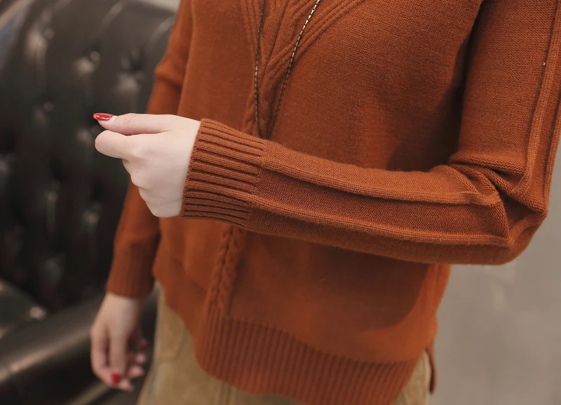 Женский однотонный пуловер с круглым вырезом и длинным рукавом, Офисная Женская Повседневная Верхняя одежда, базовый вязаный свитер на плоской подошве