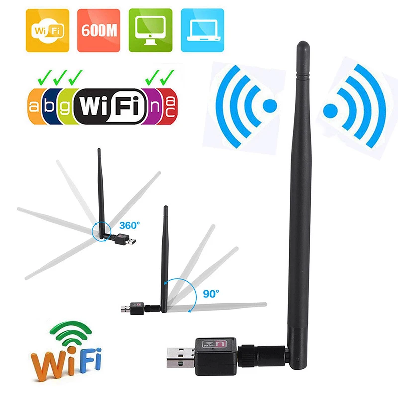 

2.4GHz USB Wireless Wifi Adapter 600mbps 802.11 USB Ethernet Adapter Network Card wi-fi Receiver For Windows Mac PC