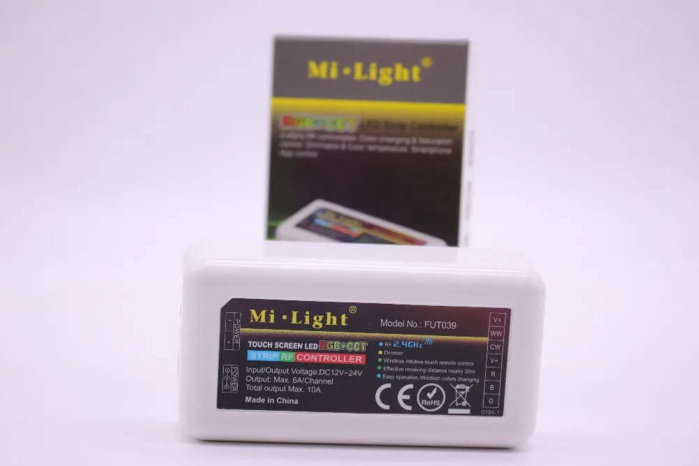 MiLight RGB CCT(RGB+ холодный белый+ теплый белый) контроллер DC12-24V 2Ax5CH FUT039+ 2,4 г RF Беспроводной RGB+ CCT 4 зоны сенсорный пульт дистанционного управления