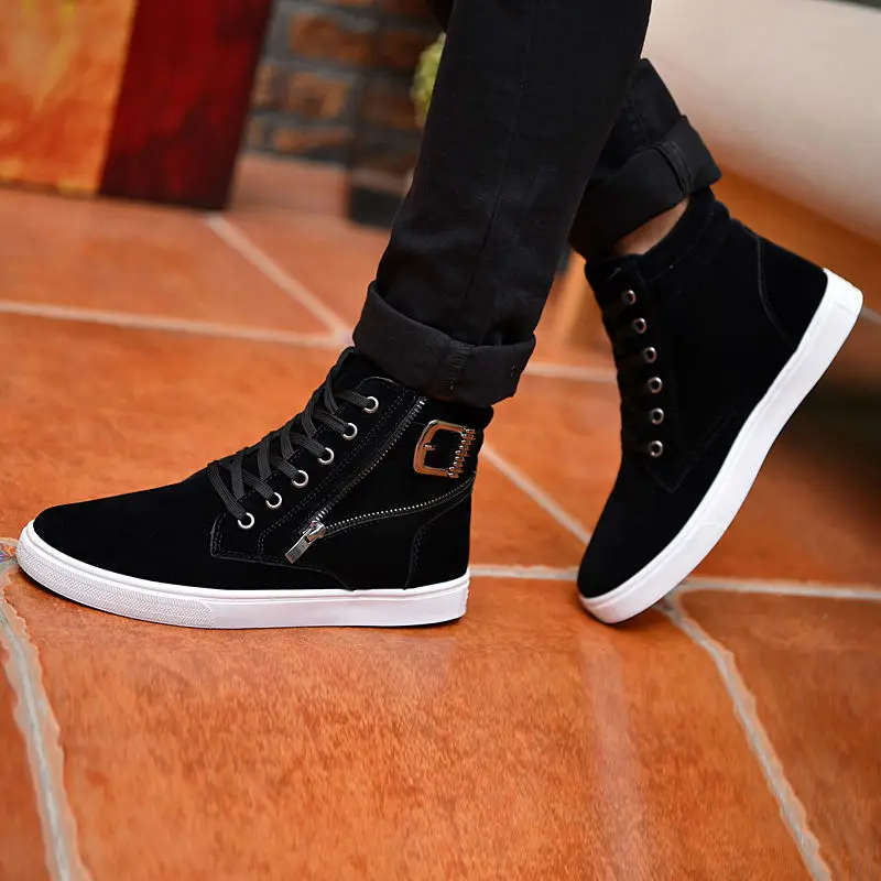 Hot 2017 Men Flock Leather Casual Shoes Korean Fashion