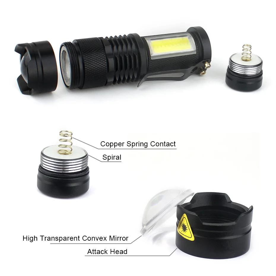 Светодиодный COB светодиодный фонарик Q5 4-режиме Регулируемый аккумуляторный фонарь походный фонарик, охотничьи ножи, Сигнальное освещение для дома A1