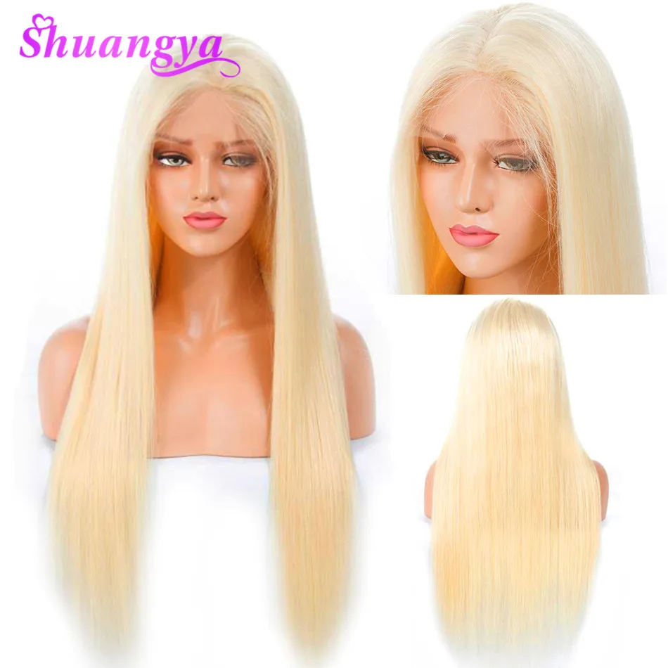 613 Blonde Wigs 150% Density Peruvian Straight Remy Human Hair lace front Wigs 613 Lace Front Human Hair Wig With Baby Shuangya